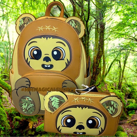 Loungefly Handbags - LOUNGEFLY Star Wars Wicket Footsie Cosplay Mini Backpack & Matching Flap Wallet
